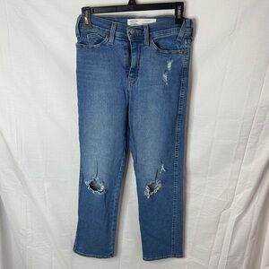 Signature by Levi Strauss Blue Straight Leg Distressed Jeans